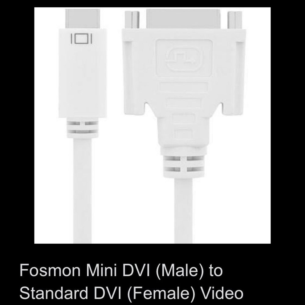 Fosmon Mini DVI (Male) to Standard DVI-I (Female) Video adapter Cable Cord (20c)